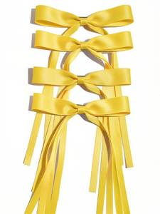 lot 12168 image: Ayesha Yellow Hair Bows Clips Bows with Long Ribbon Yellow Bows Barrettes Hair Accessories for Women Girls 4PCS