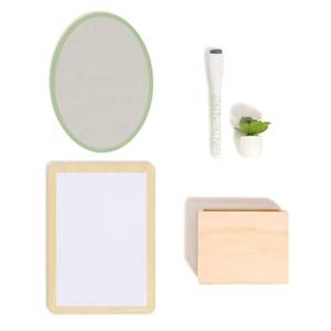 lot 12200 image: U Brands Magnetic Locker Garden Accessory and Decorating Kit, Back to School Essentials, BohoSage, 5 Piece, Mirror, Cup, and More