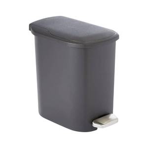 lot 13370 image: Amazon Basics Compact Plastic Bathroom Trash Can with Soft-Close Lid, Hands-Free Foot Pedal, Removable Inner Bucket, 6L  1.6 Gallon, Black