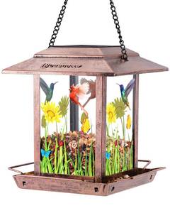 lot 13376 image: DesGully Solar Bird Feeders for Outdoors - 2.5 LBs Metal Wild Large & Small Bird Feeder for Outside Hanging, Gift Ideas for Avian Enthusiast Garden Yard Seeds (Chew-Proof, Weather Resistance)