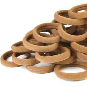 lot 14002 image: Qarwayoc 50PCS Seamless Hair Ties for Women Thick Hair, Soft Pony Tails, Large Elastic Hair Bands, Thick Ponytail Holders No Damage, Light Brown, 2 Inch in Diameter