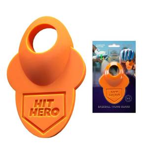 lot 14006 image: Hit Hero Baseball Thumb Guard, Batters Batting Grip, Finger Guard, Accessory, Batting Protection, Reduce Bat Sting, Hitter, Tool, Bat, Hitting Accessory, Orange, Updated V2