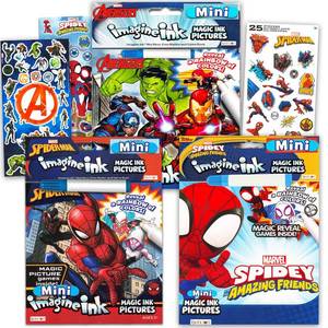 lot 14008 image: Marvel Boys Imagine Ink Coloring Book Super Set - Bundle with 3 Mess-Free Activity Books Featuring Spidey and Friends, Spiderman, Avengers Plus Stickers  Imagine Ink Books for Boys