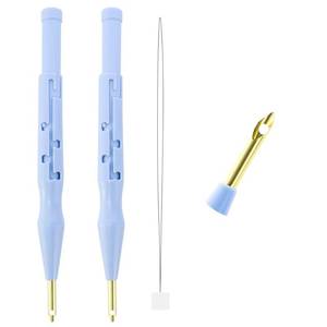 lot 14009 image: 2 Pack Adjustable Embroidery Punch Needle Pen Tool, Felting Threader for Rug DIY Handmade Art Crafts Stitching Applique Embellishment