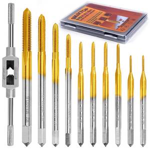 lot 14018 image: SMJXTOP 10pcs Micro Metric Taps Bits Set with 1Pc Tap Wrench,M1-M3.5 Mini Machine Screw Tap Set, Small Thread Screws Tapping Bits Tool