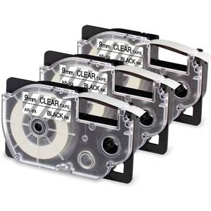 lot 14029 image: XR-9X4 Replace for Casio Label It Tape Clear 9mm 38 XR-9X2S XR-9X Black Ink on Clear Label Maker Tape Comaptible Casio EZ Label Printer KL-120 KL-60 KL-100 KL-750 KL-750b KL-780 KL-7200, 3-Pack