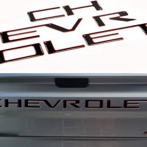 lot 14035 image: Tailgate Insert Letters Compatible with 2019 2020 2021 2022 2023 2024 3D Emblems with Strong Adhesive Gloss Black with red Border