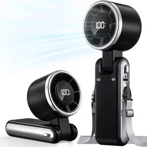 lot 14040 image: Bearwind Portable Handheld Turbo Fan - 5 Gear High Speed 4000mAh Rechargeable Mini Personal Hand Fan Blow Cold Air, Battery Operated Travel Essentials, Beach Vacation, Gifts for Women, Men (Black)