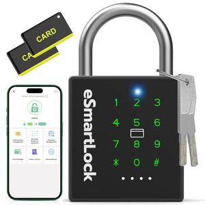 Dhiedas New Smart Padlock with Key, Heavy Duty Combination Padlock, RFID Pad Lock with Codes Bluetooth APP Access, Outdoor Waterproof Electronic Key Lock for Gate Fence Shed Locker Garage Garden