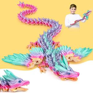 lot 14471 image: 24-inch 3D Printed Dragon Large with Wings, Big Articulated Dragon Fidget Toy with Eyes, Movable Mouth, Crystal Drago n Toy, Home Decor, Desk Pet, Birthday Easter Gift for 56789 year old Kids