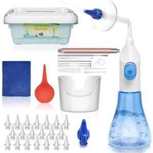 lot 14477 image: QISXROVY Ear Wax Removal Tool, Ear Cleaning Kit, Safe Ear Irrigation Flushing System for Adults & Kids, Large (50pcs accs), Blue