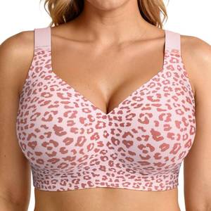 lot 14484 image: LetsJoli Jelly Bras for Women Push Up Bra Wireless No Underwire Supportive Full Coverage Plus Size for Older Women(Leopard Pink,2XL)