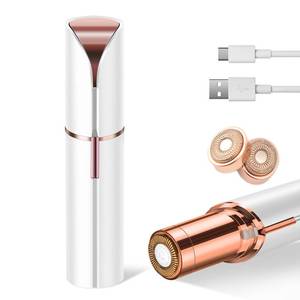 lot 14491 image: Flawless Facial Hair Remover for Women, Device, Remover Women Face, Finishing Touch Upper Lips, Chin & Cheeks, USB Rechargeable with LED LightIncluded Two Replacement Heads (White)