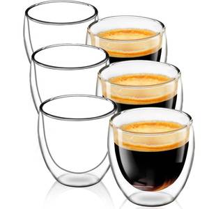 lot 19764 image: Espresso Cups Set of 6, 5 OZ Expresso Shots Glass Cup, Double Walled Glass Coffee Mugs, Espresso Machine Accessories,Insulated Clear Espresso Shot Glasses Cups,Water Wont Enter Between Double Walls