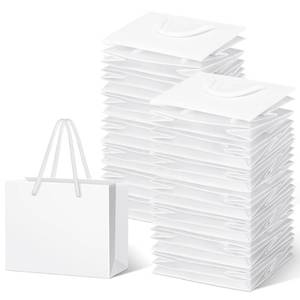 lot 19777 image: Honoson 100 Pcs Thicken White Mini Gift Bags with Handles, 3.9 x 4.7 x 2.4 Inch Small Paper Goodie Shopping Bags for Small Business Party Wedding Gift Wrap Valentine