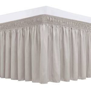 lot 19786 image: Biscaynebay Wrap Around Bed Skirts for Queen Beds with 18 Drop, Camel Grey Adjustable Elastic Dust Ruffles Easy Fit Wrinkle Resistant Silky Luxurious Fabric Machine Washable