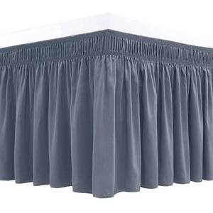 lot 19789 image: Biscaynebay Wrap Around Bed Skirts for Queen Size Beds 18 Drop, Dark Grey Adjustable Elastic Dust Ruffles Easy Fit Wrinkle Resistant Silky Luxurious Fabric Machine Washable