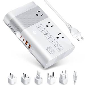lot 19791 image: DOACE 220v to 110v Voltage Converter for European Travel Max 500W Pure Sine Wave Voltage Converter US to Europe - 220 to 110 International Power Adapter Plug Combo Step Down Transformer White