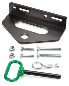 lot 19796 image: Zero Turn Trailer Hitch With Hitch Pin, 14(6mm) Thick Heavy Duty Steel Universal Lawn Mower Towing Hitch Kit With Pin, Versatile Chain Slot Rugged Hitch Included Carriage Bolt & R Clip Black & Green
