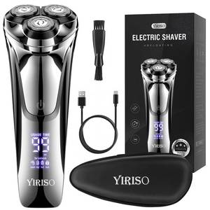 lot 19797 image: YIRISO Electric Razor for Men, 90Min Long-Lasting Rotary Shaver with 4D Floating Head & LCD Display, Ultra Smooth for Sensitive Skin, IPX6 Waterproof, USB-C Fast Charge, with Travel Case - Ideal Gift (Open Box)