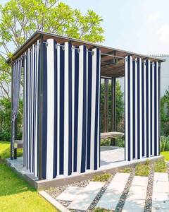 lot 19808 image: Striped Outdoor Curtains for Patio Waterproof Weatherproof,Navy Blue and White Outdoor Curtains,Sun Blocking Privacy Grommet Outside Curtains Stripe Drapes for Gazebo Porch Pergola,2 Panels,54W x 108L
