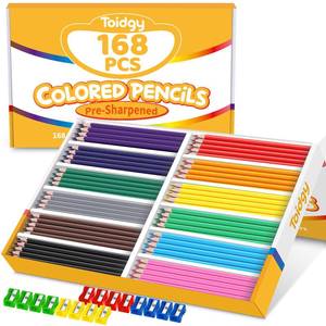 lot 19810 image: 168 Packs Colored Pencils Bulk Classroom, Colored Pencils for Kids 12 Assorted Colors, Coloring Pencil Set Plus 16 Sharpeners, Pre-sharpened Color Pencil, Back to School Supplies Bulk for Teachers