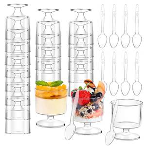 lot 19813 image: 120 Pcs Dessert Cups with Spoons 60 Pcs 5 OZ Mini Clear Plastic Dessert Parfait Cup 60 Pc Spoons for Party Small Round Serving Goblet Wine Shot Disposable Fruit Ice Cream Mousse Pudding Appetizer Bowl