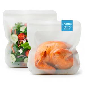 lot 19816 image: Reusable Premium Silicone Food Storage Gallon Bag 135oz,XXL - 2 PCS Food Storage Bag,Freezer Container,Sous Vide,Kitchen Organization,And Meal Prep Bags Microwave,Dishwasher,Oven Safe, BPA Free