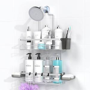 lot 19823 image: AKTECKE Shower Caddy Hanging Bathroom Organizer Rustproof Shower Shelf for Inside Shower - No Drilling Shower Racks Over Showerhead - Bath Shelves Rack for Shampoo Soap Chrome