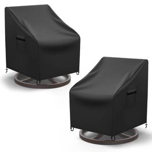 lot 19825 image: Mrrihand Patio Chair Covers, 2 Pack Outdoor Swivel Lounge Chair Cover, Heavy Duty Patio Rocking Chair Covers, Patio Furniture Covers Waterproof, 30 W�34 D�38.5 H, Black
