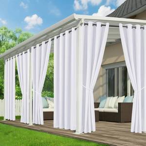 lot 19830 image: RichSets White Outdoor Curtains for Patio Waterproof - 6 Panels Privacy Weatherproof Outside Curtains with Grommets for Pergola, Gazebo, Porch, Cabana, Balcony, 54 x 84 Inch