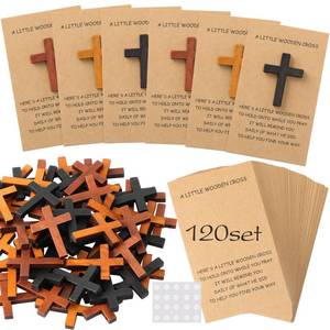 lot 19846 image: Colingmill 120 Sets Pocket Hug Token Bulk  Pocket Crosses in Bulk Mini Wooden Cross Gifts with Hug Greeting Cards  Exchange Cards for Friends Family Christians Church 3 Colors