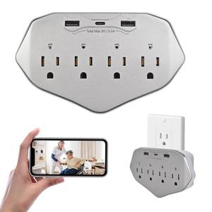 lot 19850 image: CLAquaXL Wall Outlet Indoor Hidden Camera with 45W Fast Charger, 4-in-1 Power Outlet Camera with USB-A & USB-C, 1080P HD, Night Vision, WiFi Remote View