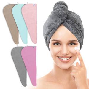 lot 19851 image: TENSTARS 5 Pack Thicken Microfiber Hair Towel Wrap for Women - Elastic Loop Design - 320GSM Coral Velvet - Quick Dry Hair Turban - 11x28 Inch (GreyPinkBrownFrozenBlueFrozenBerry) (4 ONLY)