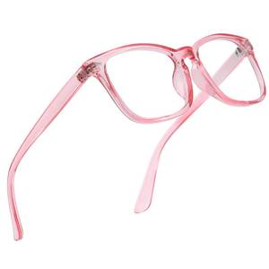 lot 20327 image: Jectieey Reading Glasses for Women Men - Blue Light Blocking UV Filter Computer Readers,Anti Eyestrain Eyeglasses(Transparent Pink, 2.5X)