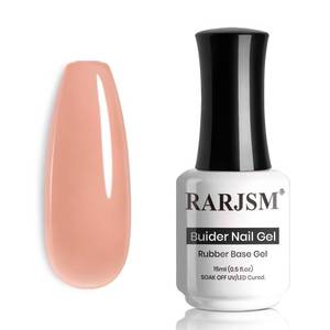 lot 20380 image: RARJSM Rubber Base Coat Gel Polish Nude Salmon Pink Skin Tone Rubber Base Gel for Nails Natural Nude Color French Manicure Extend Gel Soak Off Curing Requires Single Bottle 15ml Salon Home DIY Use (Clear Matt)