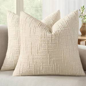 lot 20381 image: MIULEE Textured Throw Pillow Covers Thick Chenille Decorative Pillows Beige 24x24 Inch Set of 2 Modern Boho Farmhouse Home Decor Neutral Cushion Covers for Couch Sofa Living Room Bedroom
