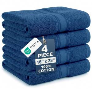 lot 20382 image: LANE LINEN Hand Towels for Bathroom - 4 Pack (16 x 28) - 100% Cotton Hand & Face Towels - Durable, Lightweight & Quick Dry - Affordable Bathroom Hand Towel, Everyday Essential for Dorm Rooms - Navy