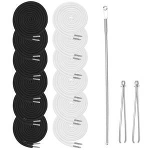 lot 20385 image: 15-Piece Drawstring Set �� 12 Replacement Drawstrings for Pants, Jackets & Hoodies  3 Drawstring Threader Tools��White&Black��