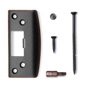 lot 20386 image: MOSECYOU Oversized Door Strike Plate, Extra Large Striker Plate, Large Opening to Fix Door Latch Misalignment, Cover Worn Jamb Slot, Heavy Duty Version(Oil Rubbed Bronze, 1 Pack)