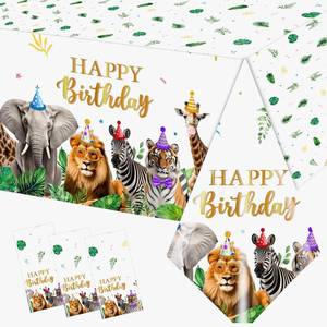 lot 20404 image: Jungle Birthday Party Decorations Safari Tablecloth,Animal Birthday Decorations Safari Table Cloths for Parties,87 x 51inch Wild Animal Themed Decorations Tablecloth for Zoo Party Decorations