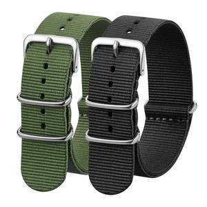 lot 20410 image: Verbstel Nylon Watchband Replacement Quick Release Heavy Buckle Watchstraps for Men Women (16MM, GreenBlack)
