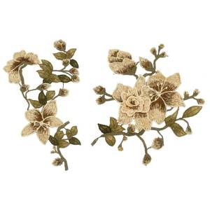 lot 20420 image: letsinstyle 3D Wild Flower Embroidery Patches, Brown Floral Embroidered Sew on Appliques for Polyester and Cotton Fabrics, Sewing Patches for DIY Wedding Clothing Repairing Leather Cloth