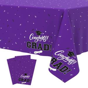 lot 20440 image: Tbsone Graduation Tablecloth 2026, 3 Pack Disposable Plastic Table Covers 54 x 108, Congrats Grad Party Supplies for College & High School Graduation (Purple)