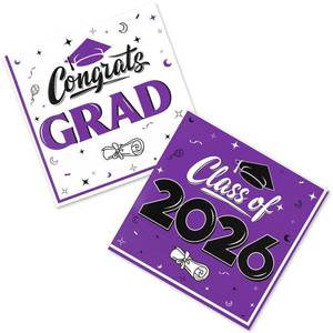 lot 20441 image: Graduation Cocktail Napkins Class of 2026 �� 80 Pack, Congrats Grad Disposable Paper Napkins for College & High School Graduation Party Supplies Decorations, 5x5 Inch (Purple)
