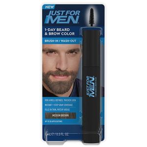 lot 20447 image: Just For Men 1-Day Beard & Brow Color  Temporary Dye for Beard and Eyebrows  Up to 30 Applications  Medium Brown