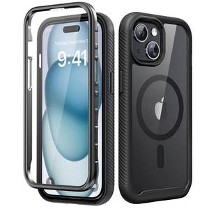 lot 20452 image: ALGORAM Magnetic for iPhone 15 Case with Built-in Sensitive Screen Protector, Full-Body Dual Front & Back Protective Phone Case Compatible with MagSafe Drop Proof 15 Cover 6.1 Inch, Black