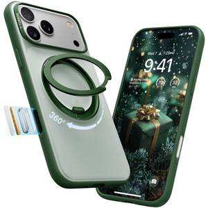 lot 20460 image: TORRAS 360 Magnetic Stand for iPhone 17 Pro Max Case, Fit for MagSafe 4X Military-Grade Protection Slim Case for iPhone 17 Pro Max, 6.9, Translucent Pine Green, Ostand O3 Fitness Series