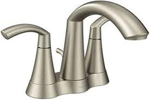 lot 19799 image: Moen Glyde Brushed Nickel Two-Handle High Arc Centerset Bathroom Faucet, 6172BN