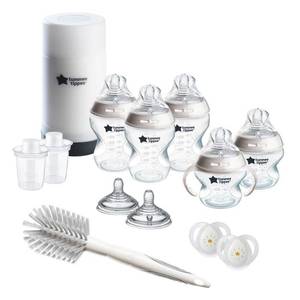 lot 1312 image: Tommee Tippee Natural Start Ready for Baby Bottle Set, 5oz & 9oz Self-Sterilizing Baby Bottles, Slow & Medium Flow Breast-Like Nipples with Anti-Colic Valves, 0-6 month pacifiers, Travel Bottle Warmer
